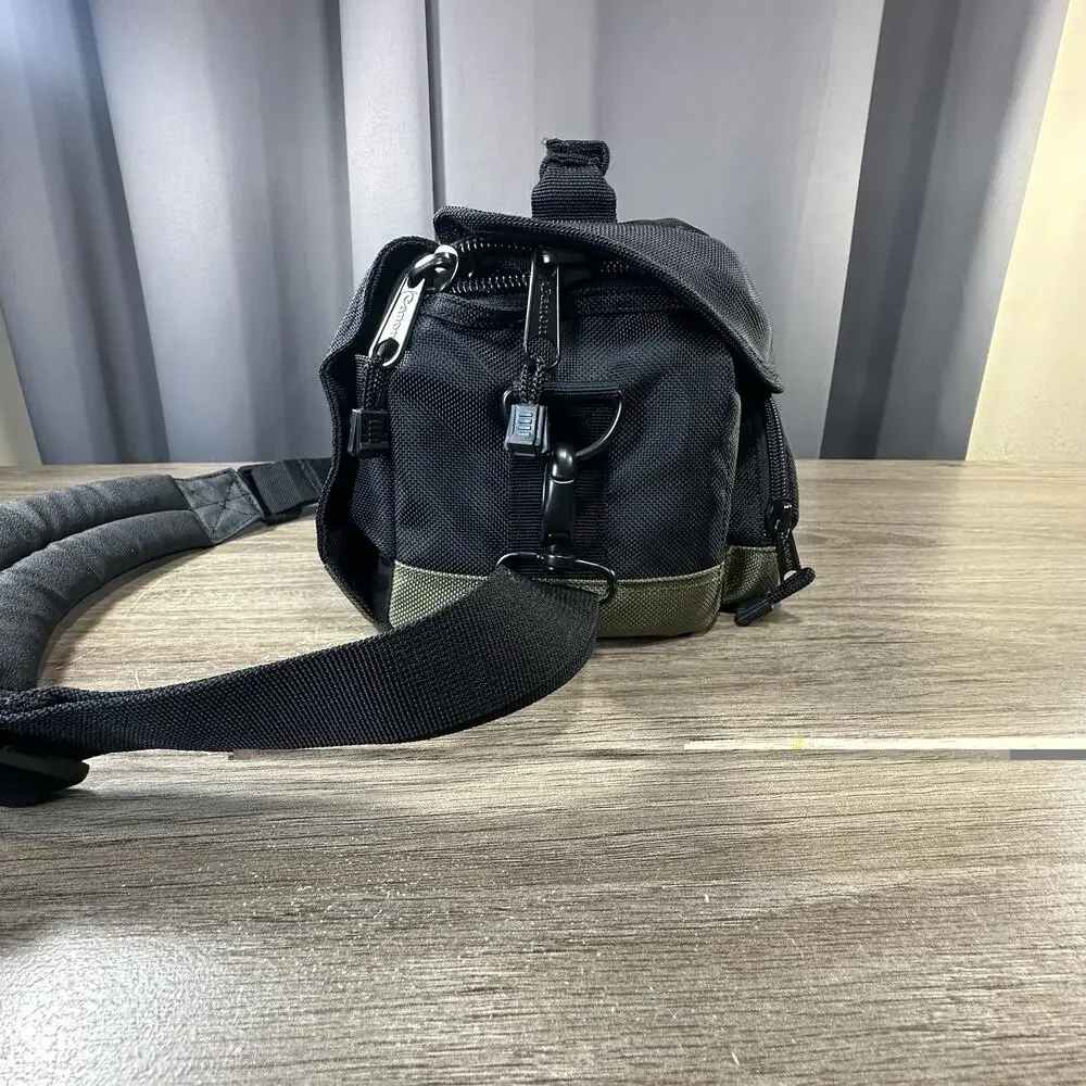 Canon Camera Bag Padded SLR Multi Strap Black & Green Carry Tote Shoulder Case